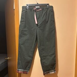 Stio Olive Chinos with Pink Drawstring